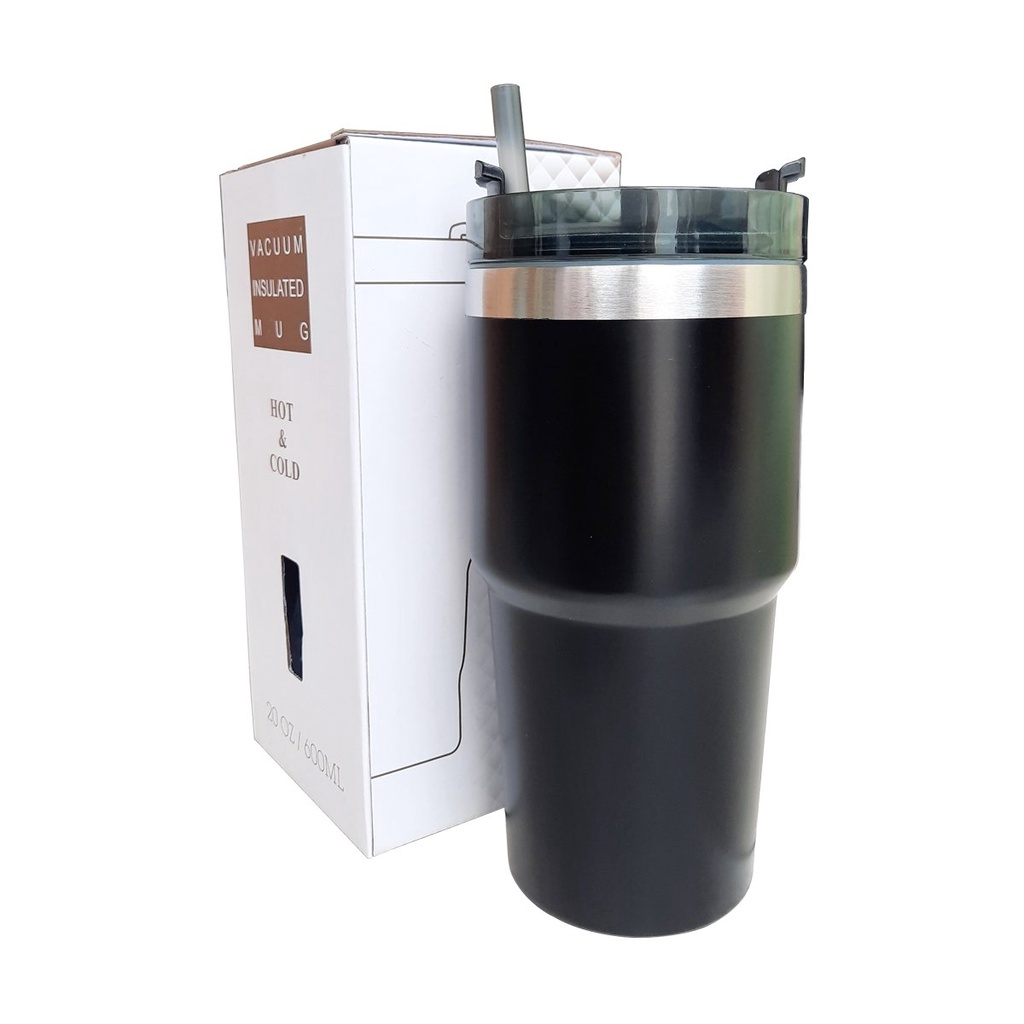 Ly Giữ Nhiệt Kèm Ống Hút 600ml Nắp Dạng Xoay -Bình nước inox 304 an toàn sức khoẻ
