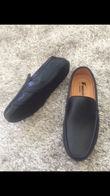 Giày lười nam da bò nguyên tấm trơn GL17 (Tặng 1 đôi lót giày/sp)