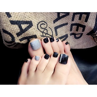 Bộ Nail 24 Móng Chân Giả Nhũ Đính Đá [Tặng Dũa+Keo+Miếng Dán]