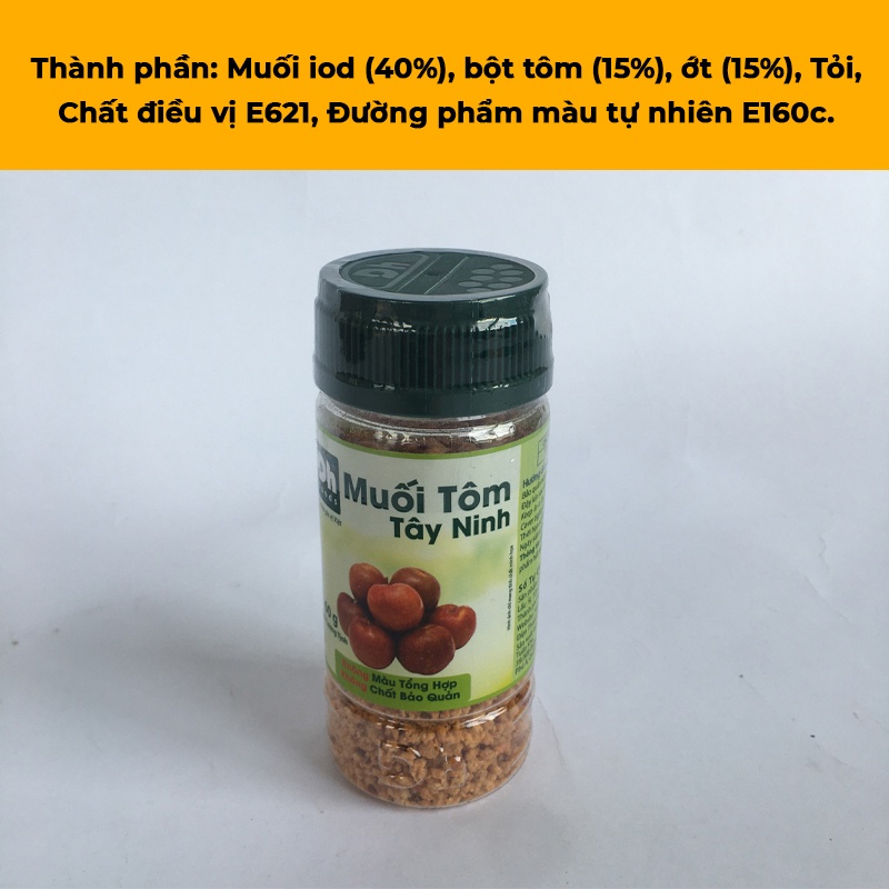Muối tôm Tây Ninh hạt to DH Foods hủ 60gr siêu cay loại 1 chấm trái cây đặc sản làm quà vệ sinh an toàn thực phẩm