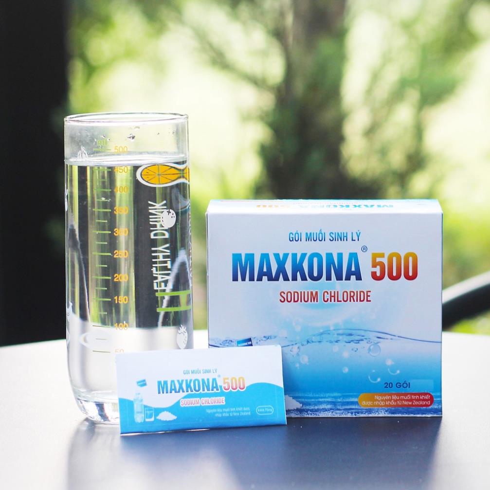 GÓI MUỐI SINH LÝ MAXKONA 500 - Gói pha nước muối sinh lý súc họng, nước muối súc miệng rửa mũi