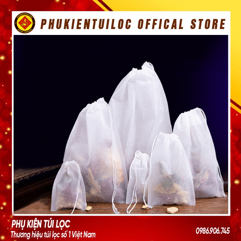 Túi lọc trà, cà phê bằng SỢI NGÔ NHẬP KHẨU Gấp Miệng, nhiều kích thước, combo 100 túi- Phukientuiloc