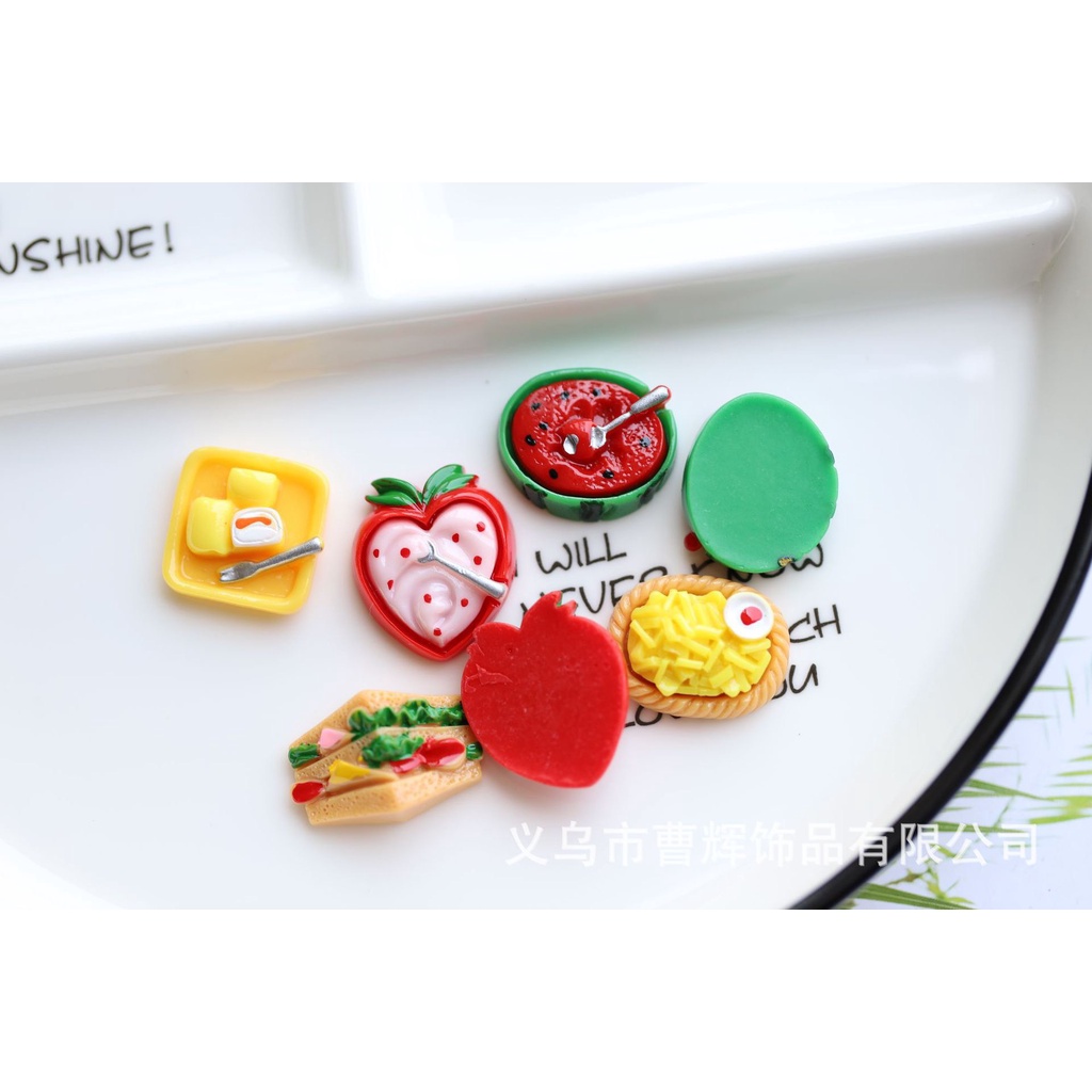 Charm (C153) slime/ Dụng Cụ Charm Trang Trí [Ko Keo &amp; Nút] Hình Món ăn Tráng miệng (2.0 x 2.7 cm)