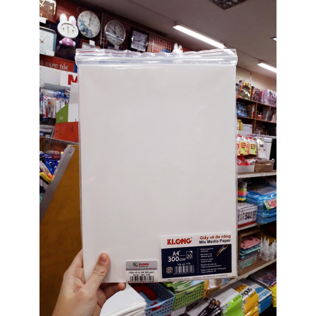 Giấy Vẽ màu nước A4 300gsm 20 tờ KLONG