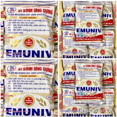 5 Gói - Chế Phẩm Vi Sinh Xử Lý Rác Thải Hữu Cơ Emuniv gói 200Gr