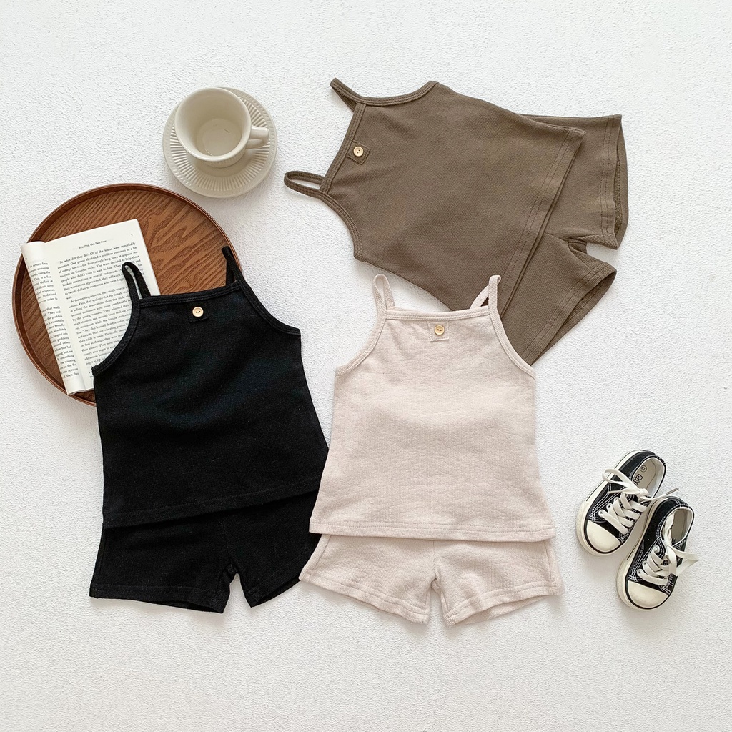 Bộ Đồ Ngủ 2 Món Bằng Vải Cotton Màu Trơn Thời Trang Mùa Hè Cho Bé Sơ Sinh 1 Tuổi