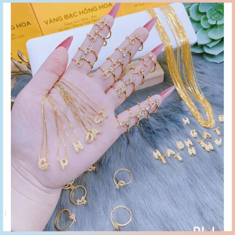 Set chữ bạc xi vàng cao cấp   - HT Jewelry