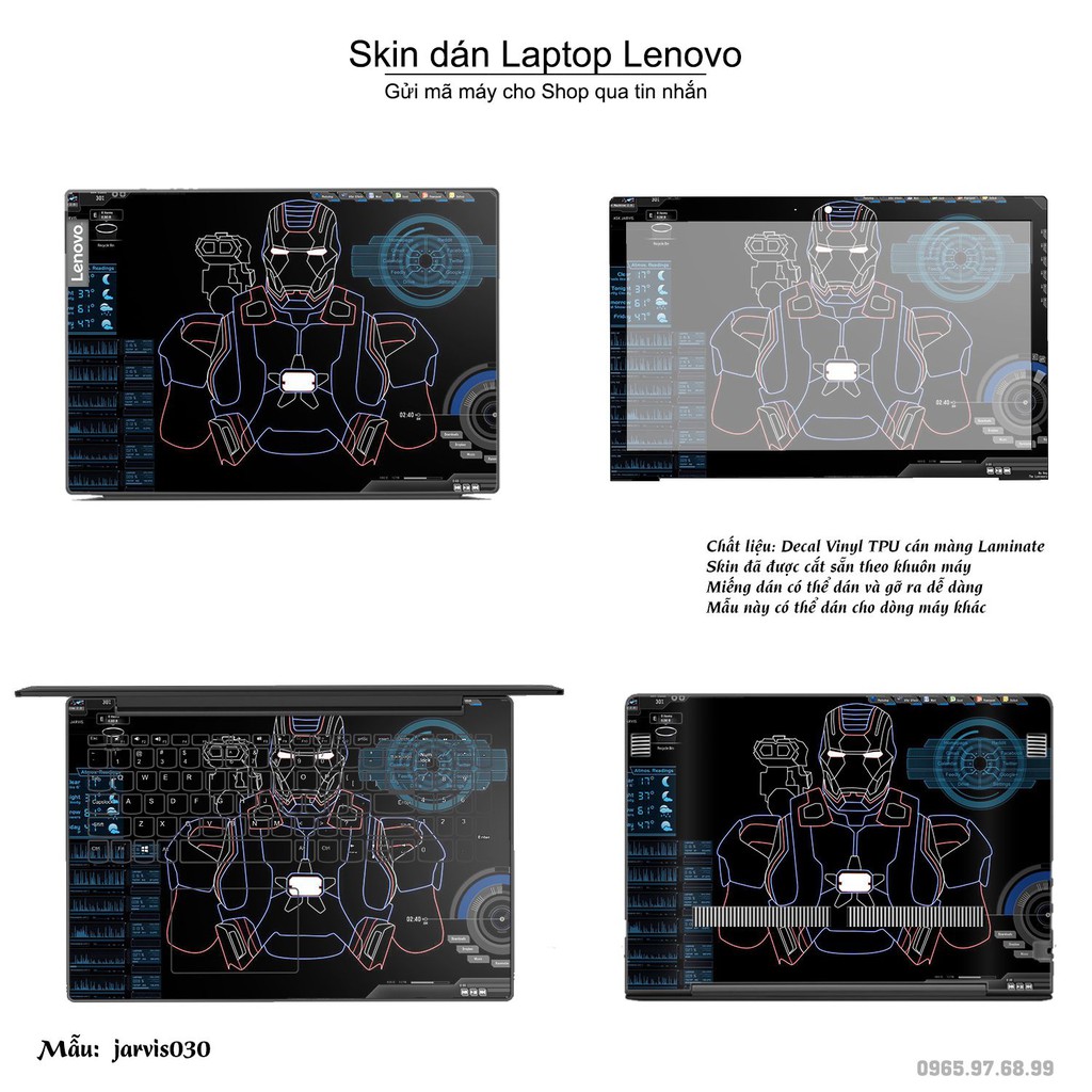 Skin dán Laptop Lenovo in hình Jarvis (inbox mã máy cho Shop)