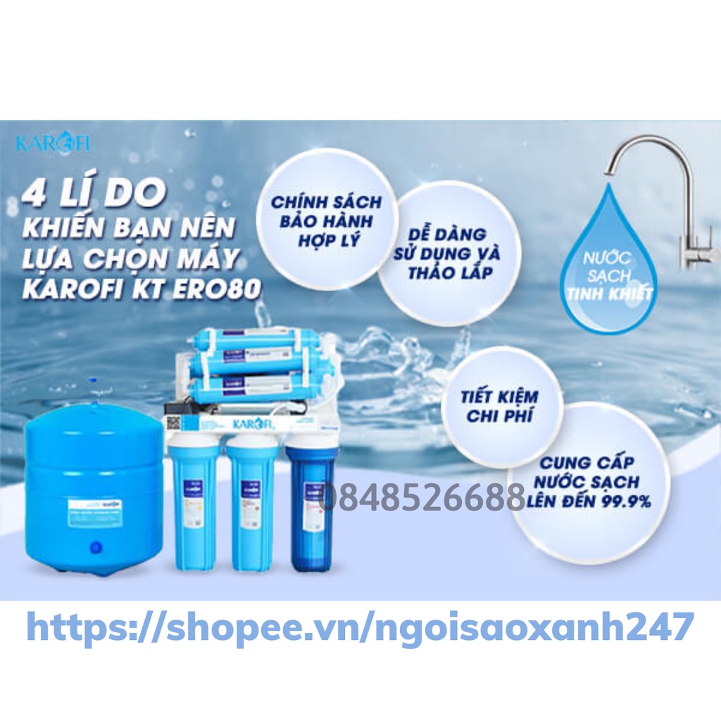 MÁY LỌC NƯỚC KHÔNG TỦ KAROFI KT-ERO80, 8 CẤP LỌC
