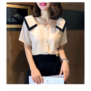 Áo sơ nữ ❣️FREESHIP❣️AÓ CỔ SEN PHỐI VIỀN TRẮNG HANA Phom dáng ao chuẩn đẹp,
