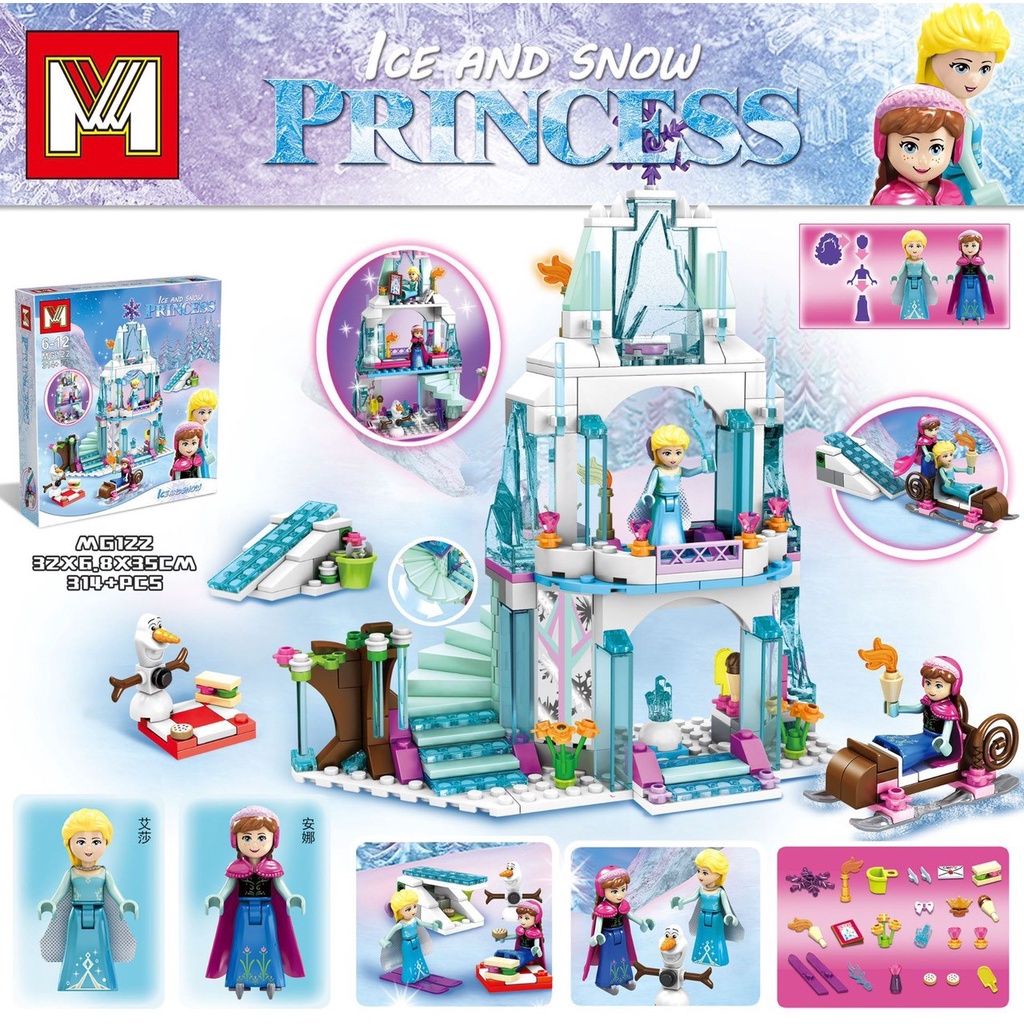 Lắp ghép xếp hình lego MG122 lâu đài công chúa Princess Elsa 314 chi tiết món quà tuyệt vời dành cho gái yêu