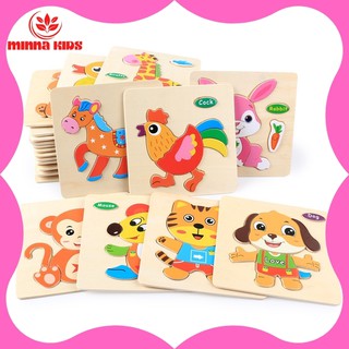 [Combo 10 tấm] Đồ chơi xếp hình, lắp ráp Tranh Ghép gỗ 3D nhiều hình Ngộ Nghĩnh(Combo 10 tấm)