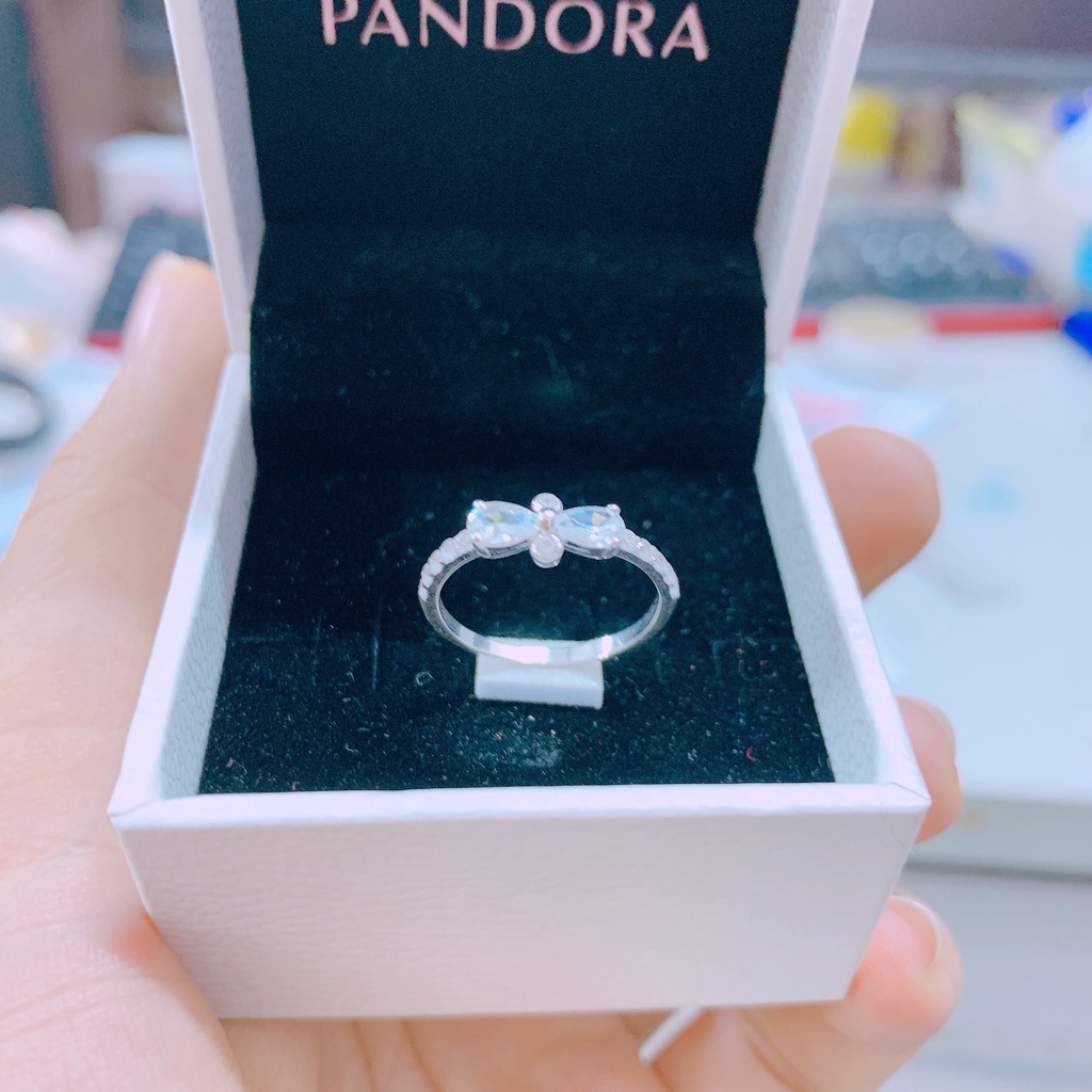 Nhẫn bạc nữ hình nơ đính đá xinh xắn LINH MIU SILVER