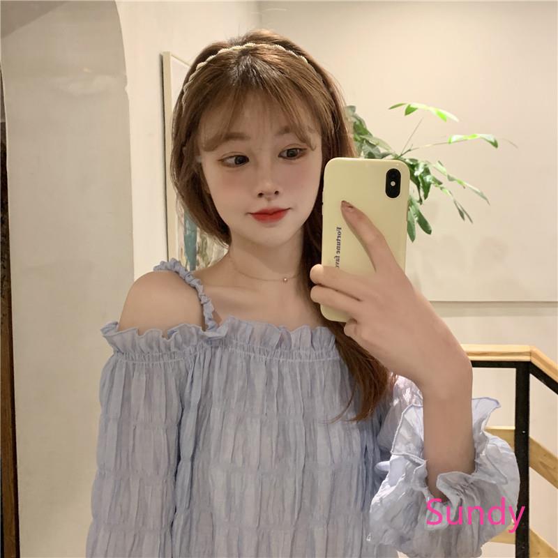 Áo kiểu tay dài trễ vai thời trang mùa hè dành cho nữ