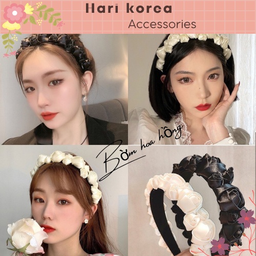 Bờm hoa hồng lụa / Băng đô hoa hồng giúp bạn gái xinh đẹp,nổi bật - Hari Korea Accessories