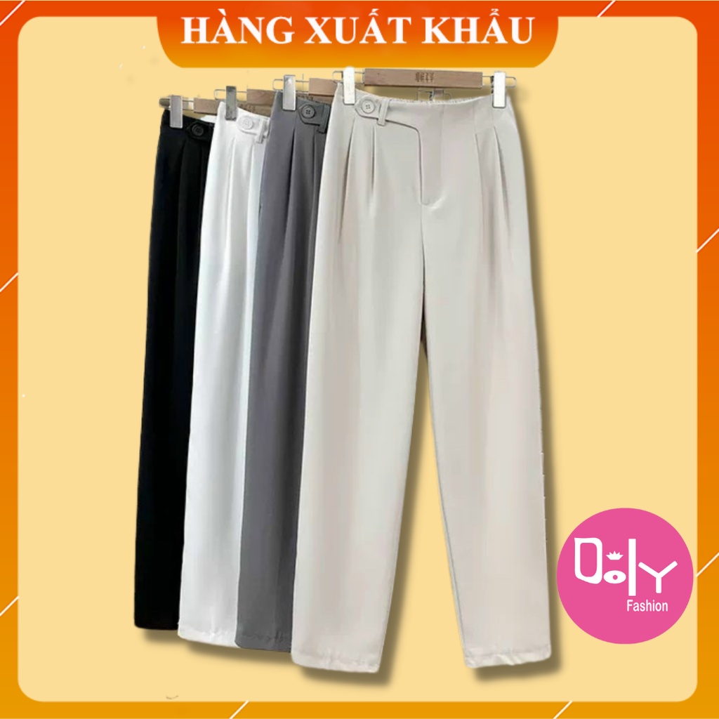Quần Baggy nữ lưng chun sau cạp tim lồng đai đỉa cá tính phom đẹp màu sắc đen ghi be trắng mã Q0888 Doly