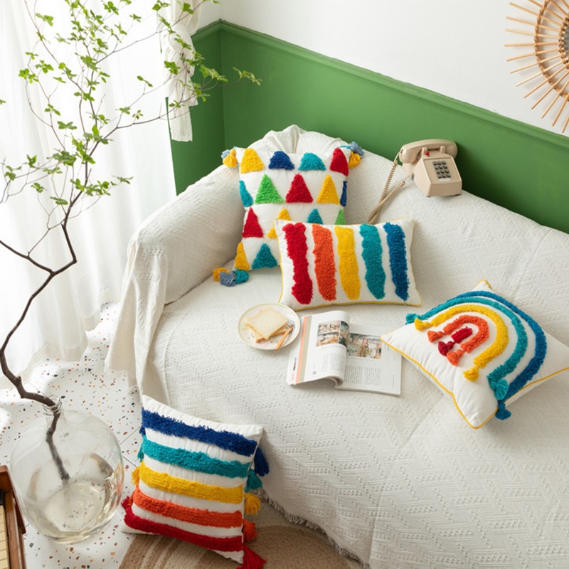 Xiangbao Vỏ Gối Tua Rua Đầy Màu Sắc Morocco