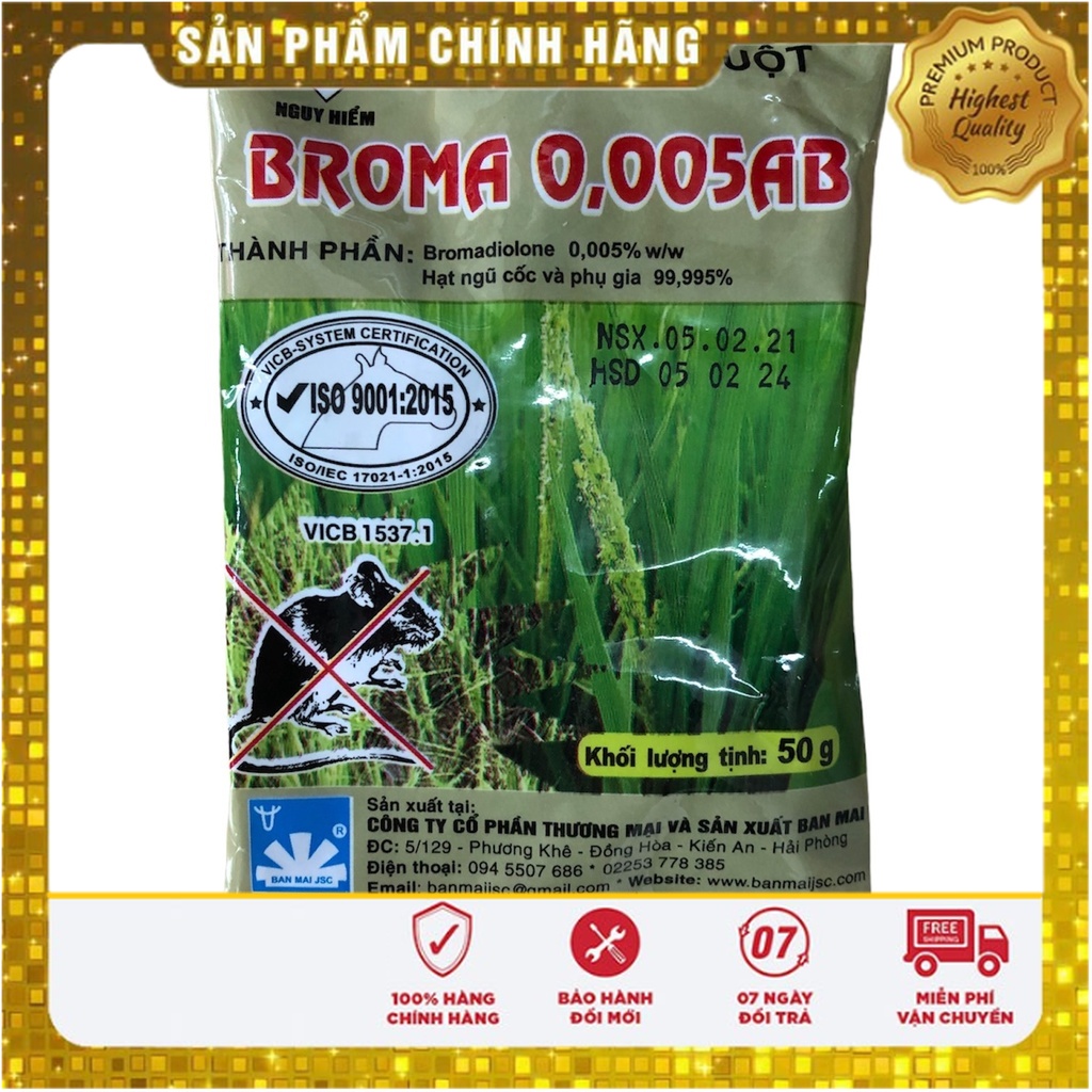 Thuốc diệt chuột sinh học dạng hạt thóc, - Broma 50g - chuột ăn chết sau 3 ngày, hiệu quả 100% - TuanBoutique