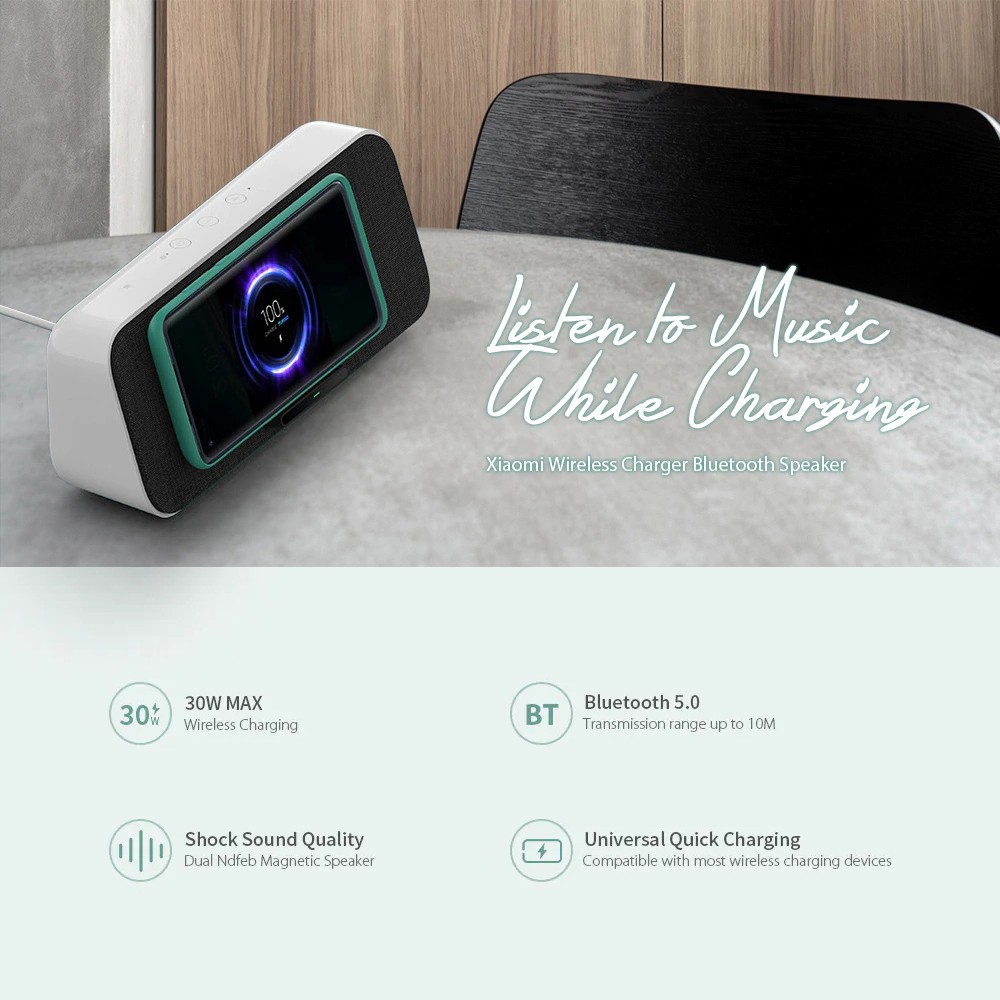 ℡☫❍Loa Bluetooth Xiaomi Sạc Không Dây Tối Đa 30W Có Micro Hỗ Trợ Điện Thoại Mi AI NFC Iphone 11 9/10 Pro Sam S10