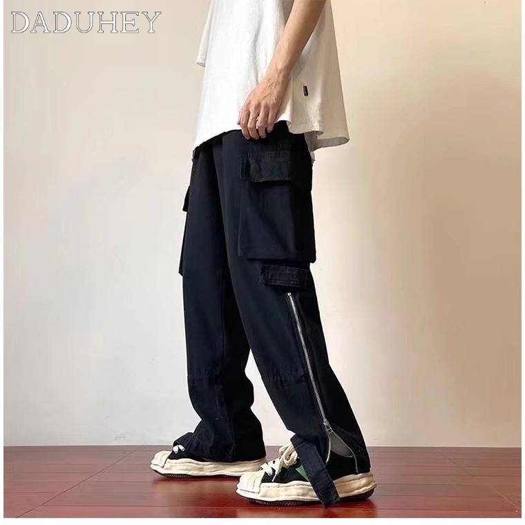 Daduhey Quần Dài Ống Rộng Lưng Thun Thời Trang Đường Phố Cá Tính Cho Nam