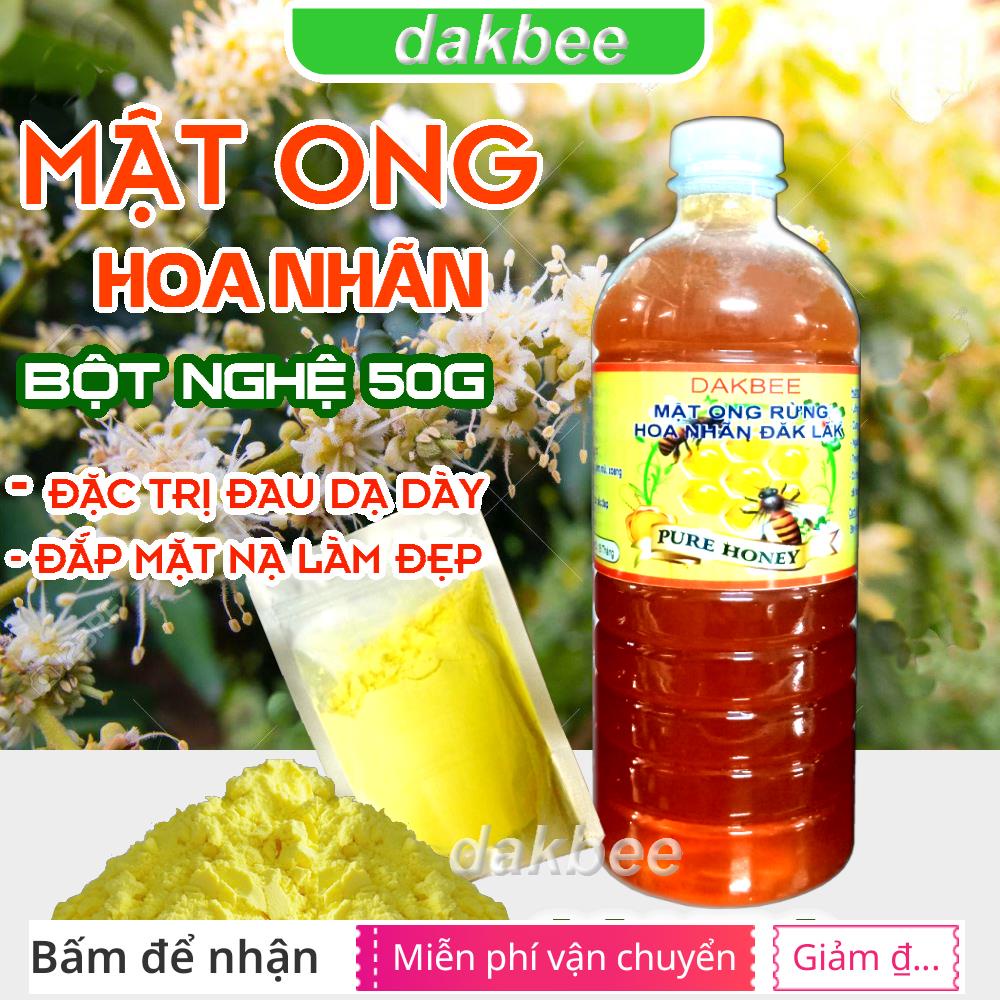 1 LÍT Mật ong rừng hoa Nhãn - 50g Tinh bột nghệ - tăng cường hệ tiêu hóa - dakbee