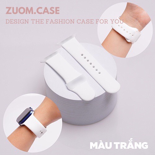 Dây silicone đồng hồ APW 38mm 40 mm 41mm 42mm 44mm 45mm màu Trắng