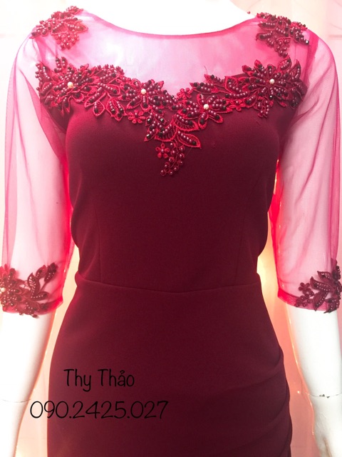 Đầm trung niên nữ kết hoa thiết kế sang trọng