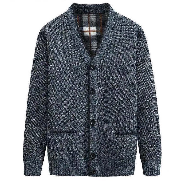 Áo len Cardigan lót lông cho bố, áo khoác len nam người già, áo cadigan trung niên - AK-M02