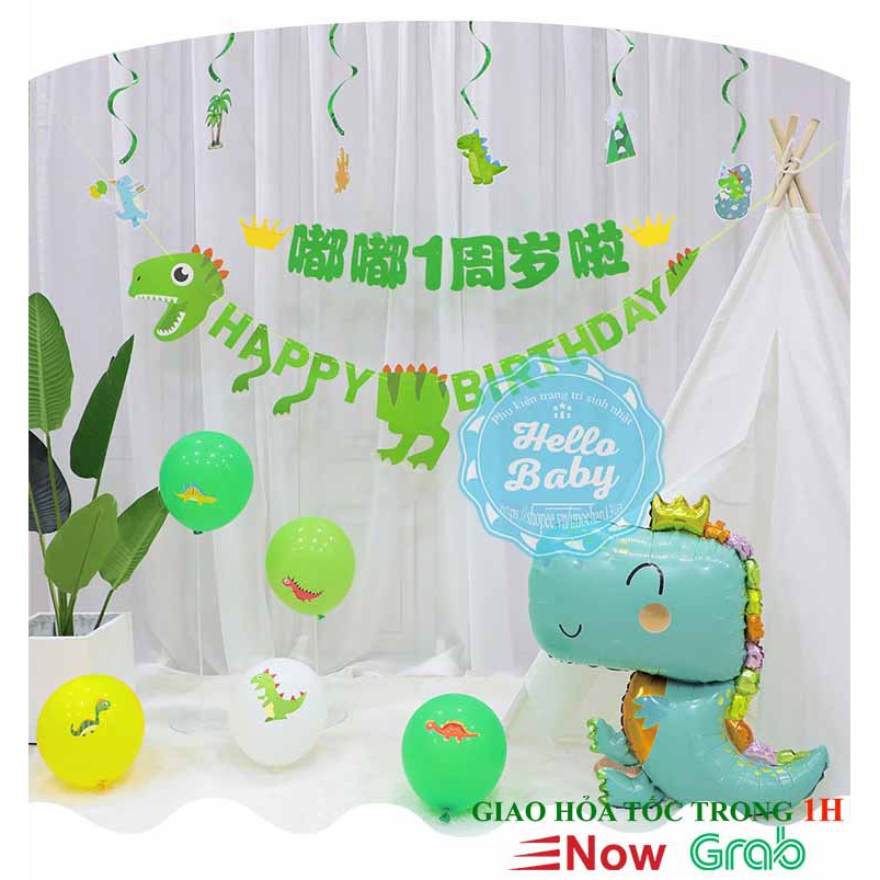 Dây treo Happy Birthday giấy chủ đề khủng long