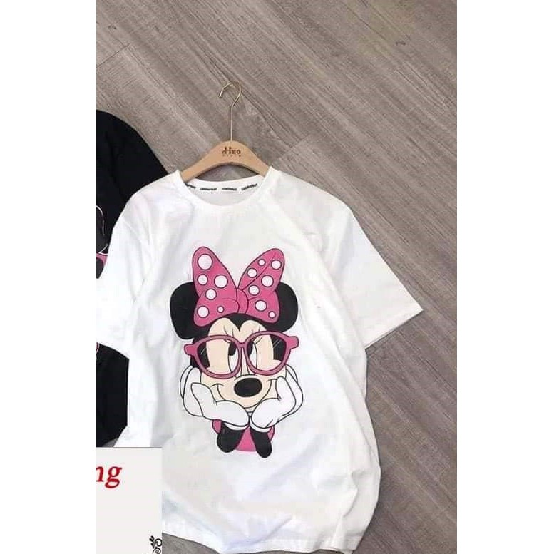 Áo phông nữ ngắn tay, form rộng, freesize in hình Mickey P11