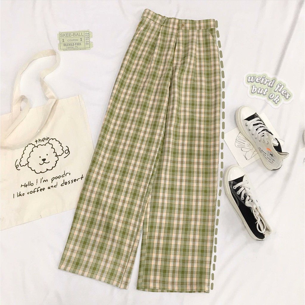Quần Kẻ Caro Dáng Rộng CELE Lưng Tây Phối Chun Ulzzang Unisex (3 Màu) | BigBuy360 - bigbuy360.vn