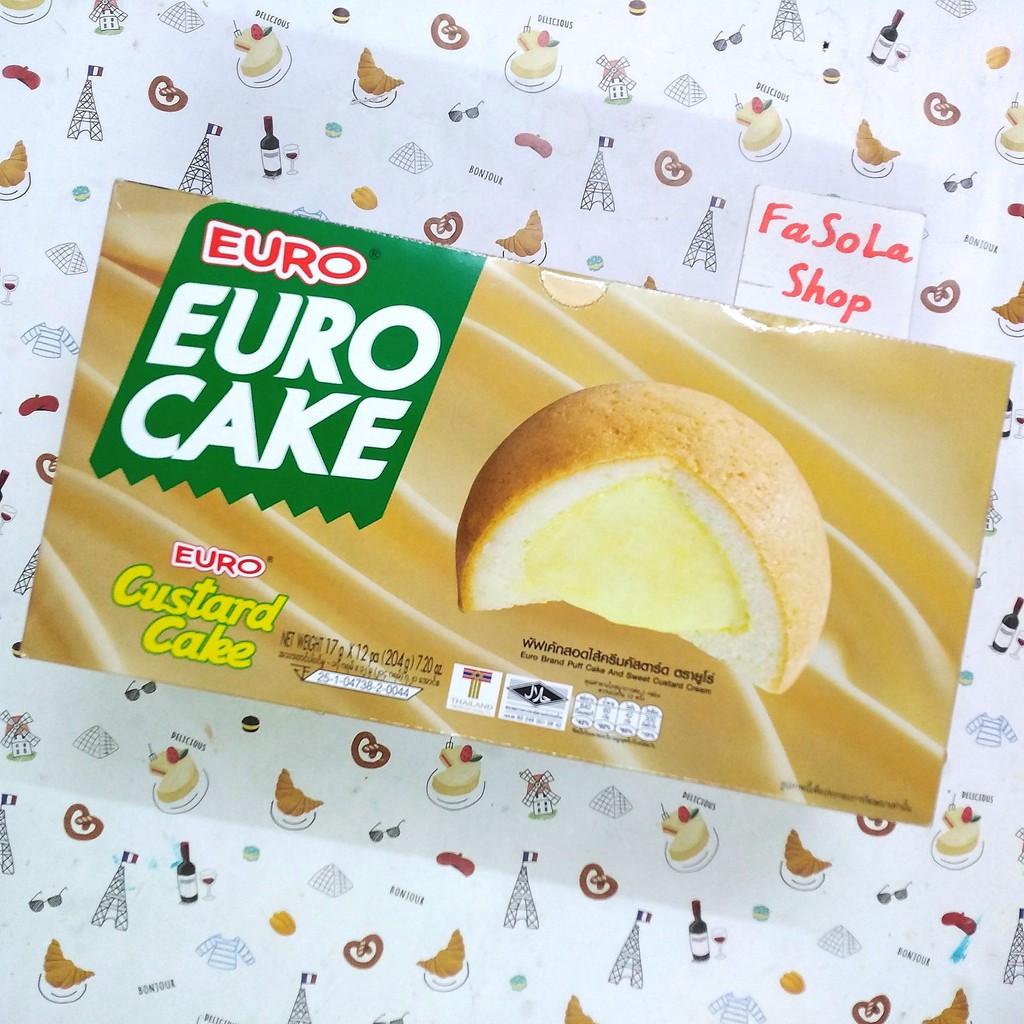 Bánh trứng EURO CAKE Thái Lan 204g custard cake strawberry bánh bông lan kem trứng dâu tây dưa lưới cà phê lá dứa chuối