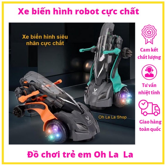 - Đồ Chơi xe Ô tô Biến Hình Robot, Siêu Nhân Có Nhạc và Đèn Xoay 360 Cực Chất Độ Cho Bé Trai (Mẫu X men robot)