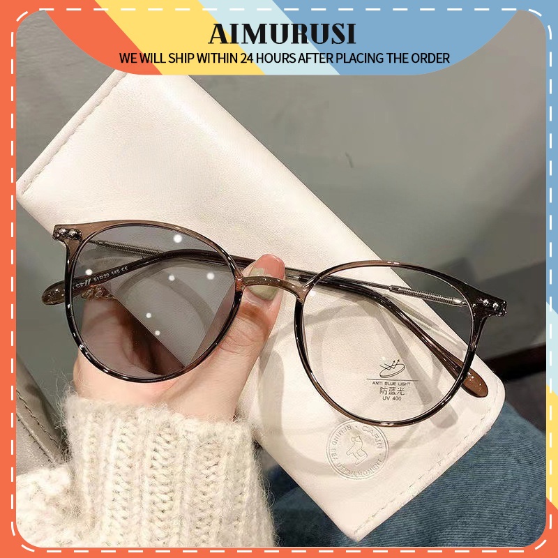 (AIMURUSI) COD Mắt Kính Chống Tia Xanh Thời Trang Hàn Quốc Dành Cho Nam Và Nữ Kính Râm Photochromic