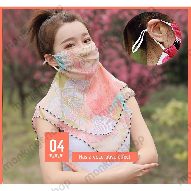 【new】 Printed chiffon sunshade cycling wind dust mask face towel collar cool don't frowsty outdoor cycling masks MKS