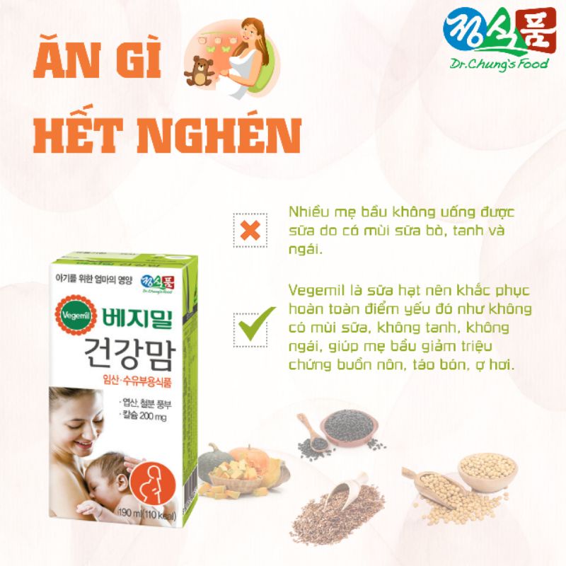 Sữa hạt dành cho mẹ bầu bú Vegemil - Nhập khẩu Hàn Quốc