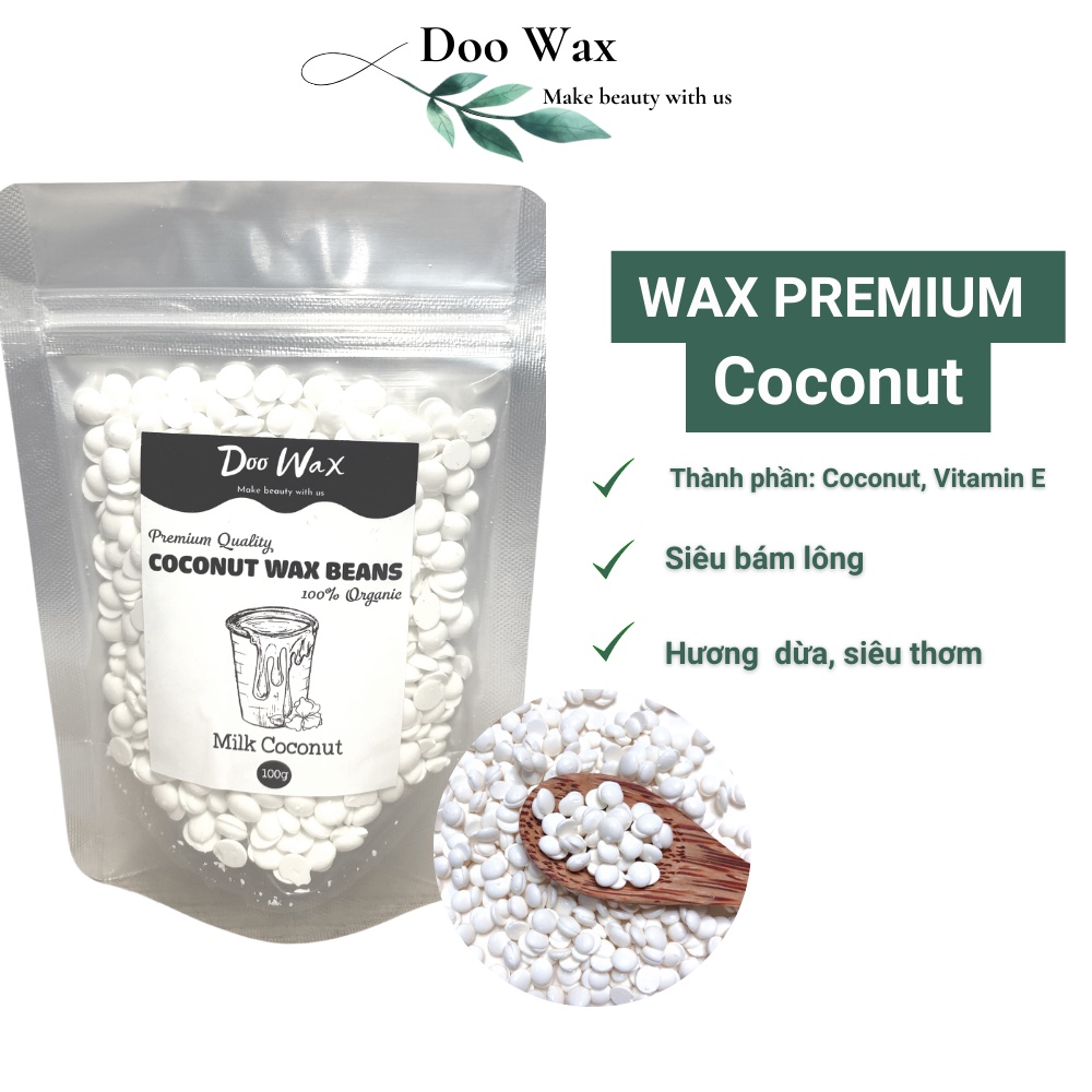 Sáp wax lông nóng Coconut siêu bám lông, sáp wax lông nách lông chân râu bi Doowax tặng kèm que