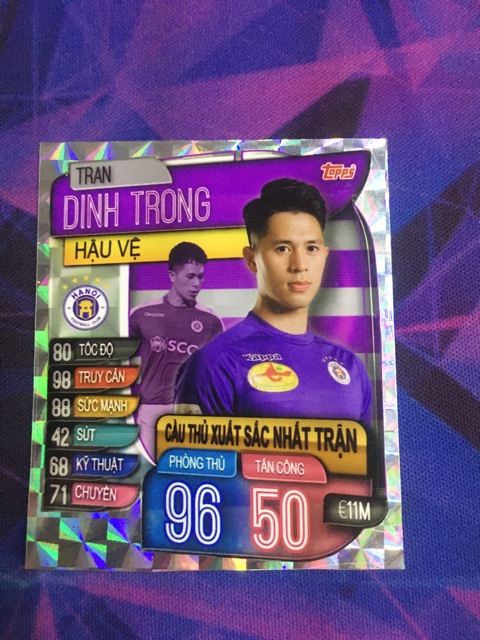 Thẻ Match Attax lắp lánh Cầu Thủ ĐTQG Việt Nam