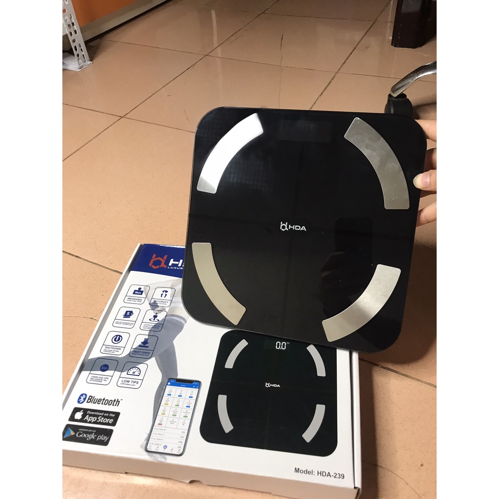 Cân điện tử bluetooth thông minh hãng HDA phân tích 18 chỉ số cơ thể đo chính xác -Movava