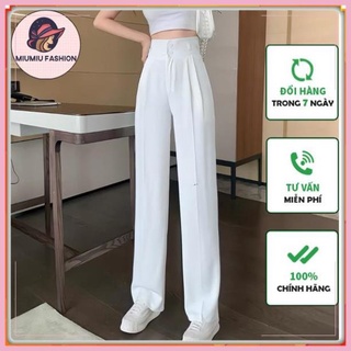 Quần ống rộng lưng cao 2 khuy dáng dài, quần ống suông cạp cao 2 cúc phong cách hàn quốc trẻ trung năng động