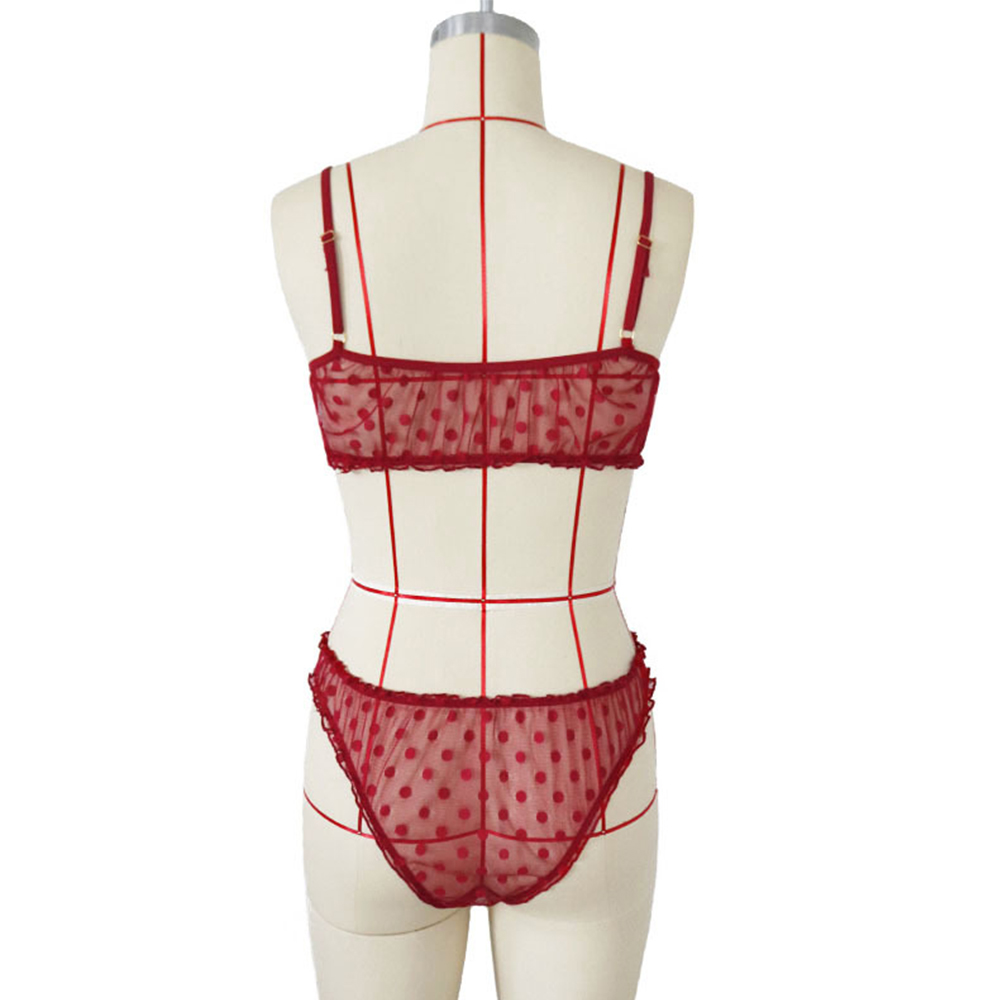 Set Đồ Lót Nữ Xuyên Thấu Hoạ Tiết Chấm Bi Thời Trang Quyến Rũ