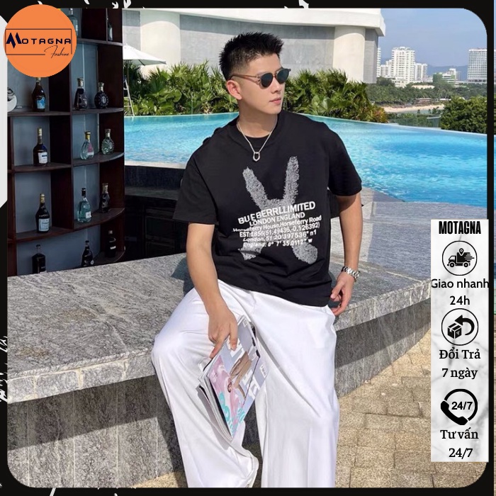 Áo thun nam cổ tròn, Áo phông nam Motagna thời trang phong cách trẻ trung in Thỏ BBR mã XZ389