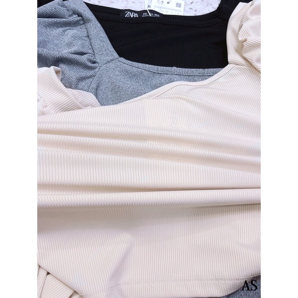 Áo len tăm cổ vuông tay bồng hàng shop