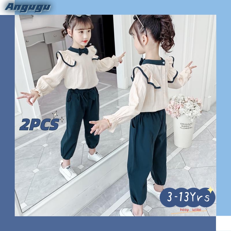 Bộ Đồ 2 Món Gồm Áo + Quần Dài Dành Cho Bé Gái 3-4 - 5-6 - 7-8 - 9-10 - 11-12 Tuổi 2023 Mới