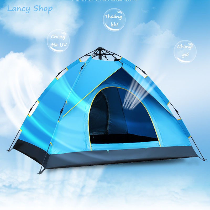 LỀU CẮM TRẠI DU LỊCH DÃ NGOẠI TỰ BUNG 2 CỬA CỠ LỚN 4 - 6 NGƯỜI CHỐNG MƯA CHỐNG NẮNG UV