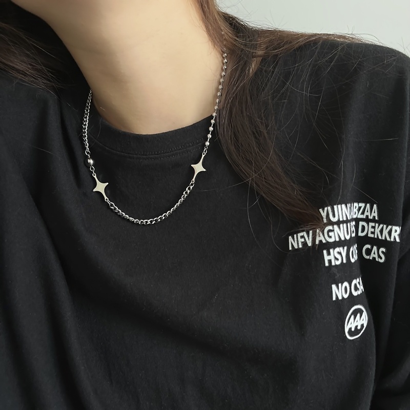 Vòng cổ Thiết Kế Hình Thánh Giá Và Ngôi Sao Đơn Giản Phong Cách hip hop Cho Nam Và Nữ
