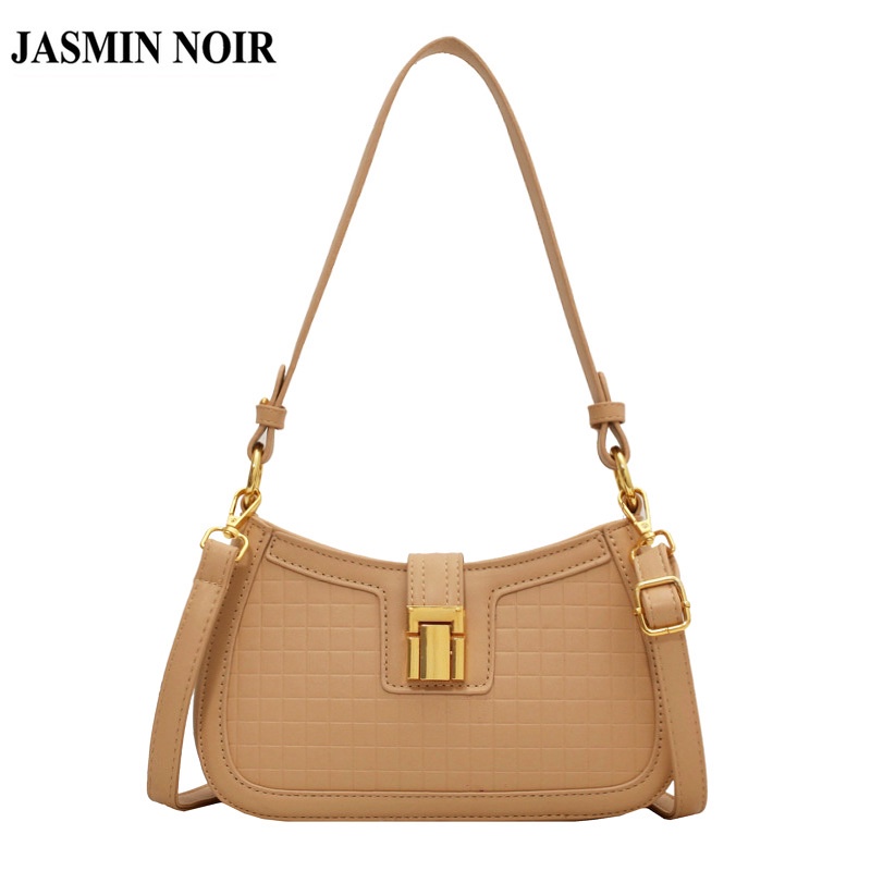 Túi Đeo JASMIN NOIR Chéo Vai Họa Tiết Kẻ Sọc Có Khóa Thời Trang Dành Cho Nữ