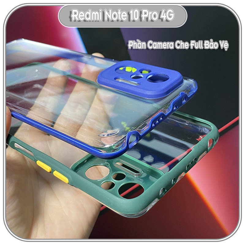 Ốp Lưng cho Xiaomi Redmi Note 10 Pro 4G PC Trong Suốt Viền Màu Mỏng ,Che Camera
