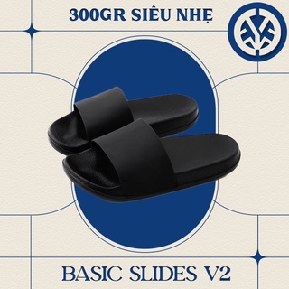 Dép Quai Ngang Đen/Trắng - Basic Slides V2