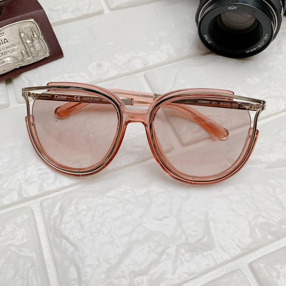 Kính mát Chloe gọng kim loại bọc - màu hồng đào ⚜️Hàng Authentic⚜️
